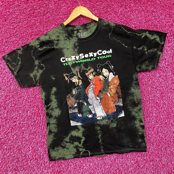 Absolute Cult TLC Crazy Sexy Cool World Tour Green Tie Dye T-Shirt Large - Picture 3 of 4